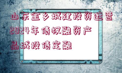 山東金鄉(xiāng)城建投資運(yùn)營2024年債權(quán)融資產(chǎn)品城投債定融