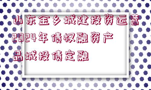 山東金鄉(xiāng)城建投資運(yùn)營(yíng)2024年債權(quán)融資產(chǎn)品城投債定融