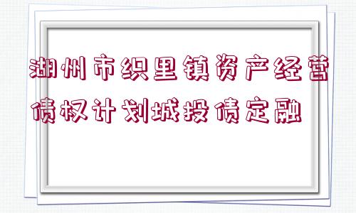 湖州市織里鎮(zhèn)資產(chǎn)經(jīng)營(yíng)債權(quán)計(jì)劃城投債定融