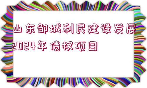 山東鄒城利民建設發(fā)展2024年債權(quán)項目