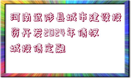 河南武陟縣城市建設投資開發(fā)2024年債權(quán)城投債定融