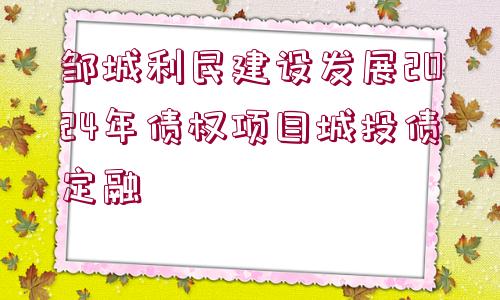 鄒城利民建設(shè)發(fā)展2024年債權(quán)項(xiàng)目城投債定融