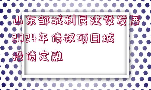 山東鄒城利民建設(shè)發(fā)展2024年債權(quán)項(xiàng)目城投債定融