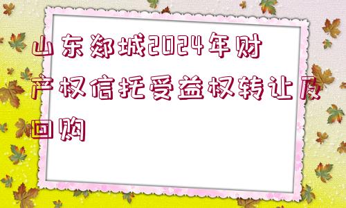 山東郯城2024年財產(chǎn)權(quán)信托受益權(quán)轉(zhuǎn)讓及回購