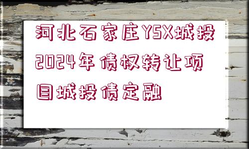 河北石家莊YSX城投2024年債權(quán)轉(zhuǎn)讓項(xiàng)目城投債定融