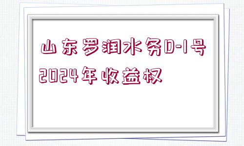 山東羅潤水務(wù)D-1號2024年收益權(quán)