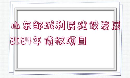 山東鄒城利民建設發(fā)展2024年債權項目