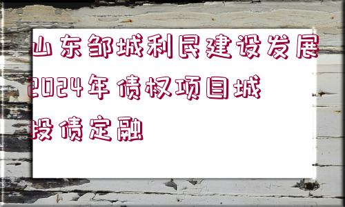 山東鄒城利民建設發(fā)展2024年債權項目城投債定融