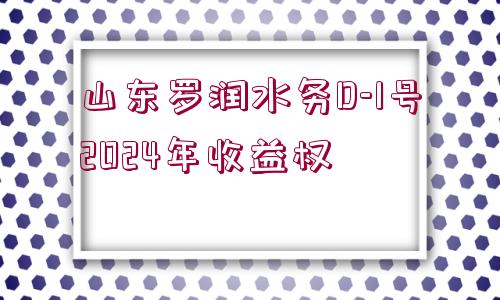 山東羅潤(rùn)水務(wù)D-1號(hào)2024年收益權(quán)