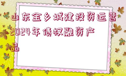 山東金鄉(xiāng)城建投資運(yùn)營2024年債權(quán)融資產(chǎn)品