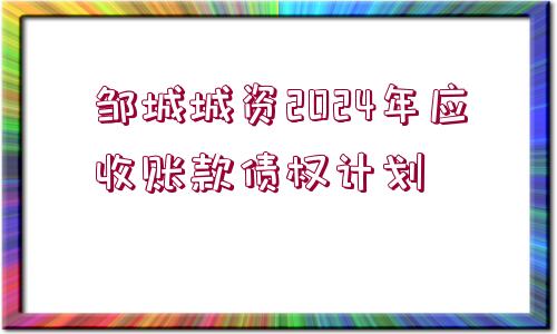 鄒城城資2024年應(yīng)收賬款債權(quán)計(jì)劃