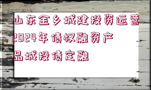 山東金鄉(xiāng)城建投資運(yùn)營(yíng)2024年債權(quán)融資產(chǎn)品城投債定融