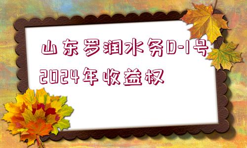 山東羅潤水務(wù)D-1號(hào)2024年收益權(quán)