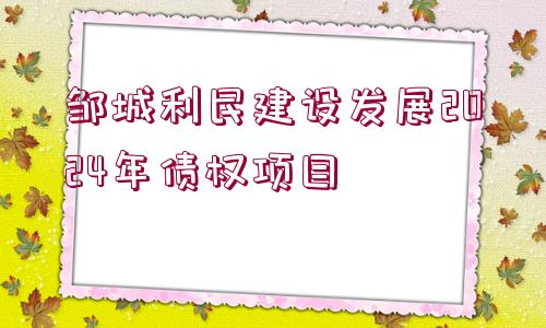 鄒城利民建設(shè)發(fā)展2024年債權(quán)項(xiàng)目