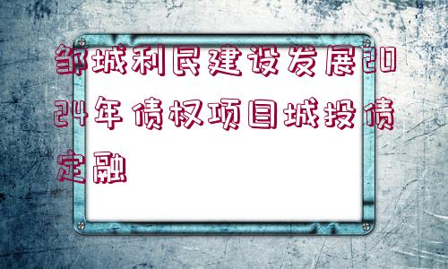 鄒城利民建設(shè)發(fā)展2024年債權(quán)項目城投債定融