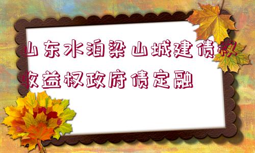 山東水泊梁山城建債權(quán)收益權(quán)政府債定融