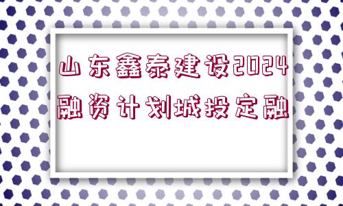 山東鑫泰建設(shè)2024融資計(jì)劃城投定融