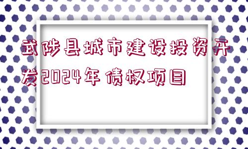 武陟縣城市建設投資開發(fā)2024年債權項目