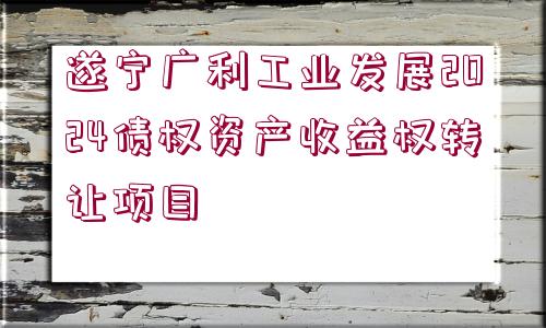 遂寧廣利工業(yè)發(fā)展2024債權(quán)資產(chǎn)收益權(quán)轉(zhuǎn)讓項(xiàng)目