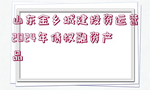 山東金鄉(xiāng)城建投資運(yùn)營(yíng)2024年債權(quán)融資產(chǎn)品