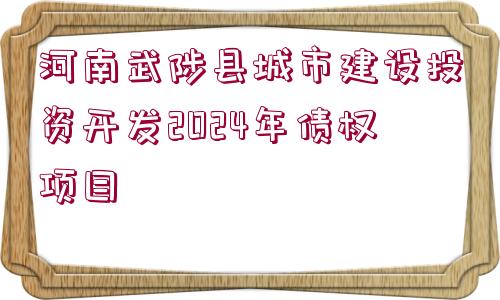 河南武陟縣城市建設(shè)投資開發(fā)2024年債權(quán)項(xiàng)目