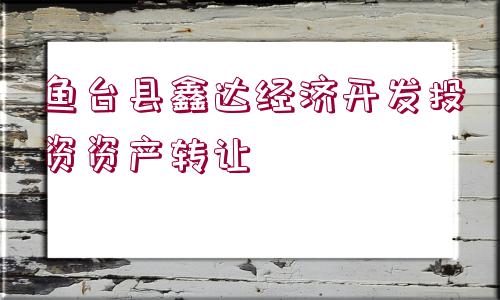 魚臺縣鑫達經(jīng)濟開發(fā)投資資產(chǎn)轉(zhuǎn)讓