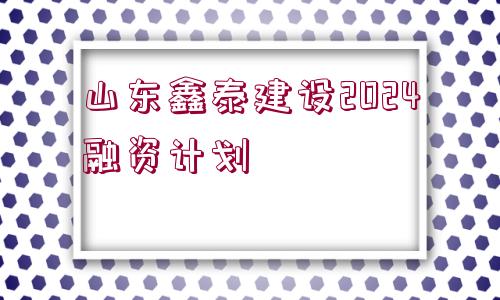 山東鑫泰建設(shè)2024融資計(jì)劃