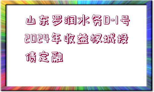 山東羅潤(rùn)水務(wù)D-1號(hào)2024年收益權(quán)城投債定融