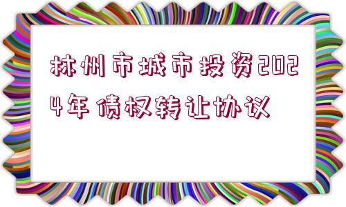 林州市城市投資2024年債權(quán)轉(zhuǎn)讓協(xié)議