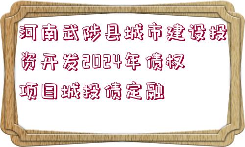 河南武陟縣城市建設(shè)投資開發(fā)2024年債權(quán)項目城投債定融