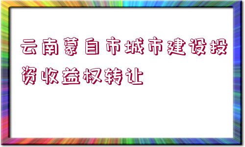 云南蒙自市城市建設(shè)投資收益權(quán)轉(zhuǎn)讓