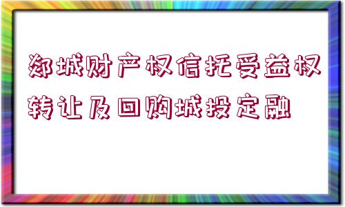 郯城財產(chǎn)權(quán)信托受益權(quán)轉(zhuǎn)讓及回購城投定融