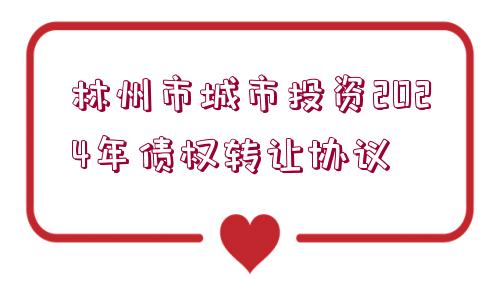 林州市城市投資2024年債權(quán)轉(zhuǎn)讓協(xié)議