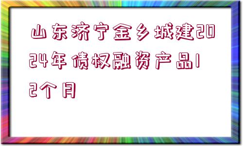 山東濟寧金鄉(xiāng)城建2024年債權(quán)融資產(chǎn)品12個月