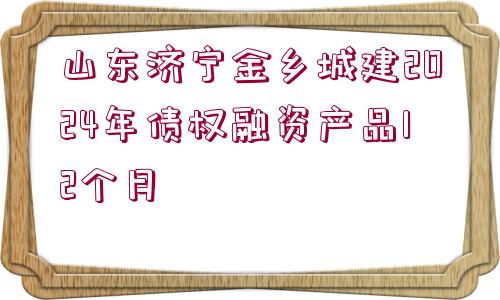 山東濟(jì)寧金鄉(xiāng)城建2024年債權(quán)融資產(chǎn)品12個(gè)月