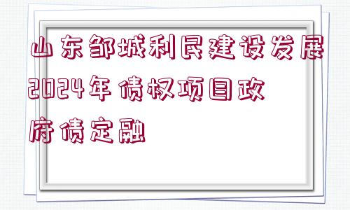 山東鄒城利民建設發(fā)展2024年債權(quán)項目政府債定融