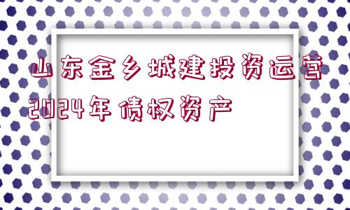 山東金鄉(xiāng)城建投資運(yùn)營2024年債權(quán)資產(chǎn)