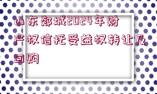 山東郯城2024年財產(chǎn)權(quán)信托受益權(quán)轉(zhuǎn)讓及回購