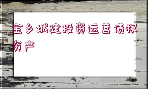 金鄉(xiāng)城建投資運(yùn)營(yíng)債權(quán)資產(chǎn)