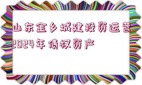 山東金鄉(xiāng)城建投資運營2024年債權(quán)資產(chǎn)