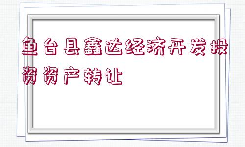 魚臺縣鑫達(dá)經(jīng)濟(jì)開發(fā)投資資產(chǎn)轉(zhuǎn)讓