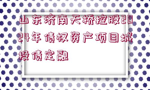 山東濟(jì)南天橋控股2024年債權(quán)資產(chǎn)項(xiàng)目城投債定融