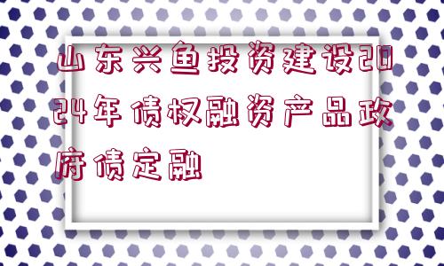 山東興魚投資建設(shè)2024年債權(quán)融資產(chǎn)品政府債定融