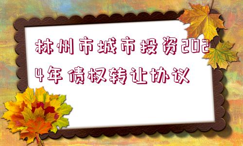 林州市城市投資2024年債權(quán)轉(zhuǎn)讓協(xié)議