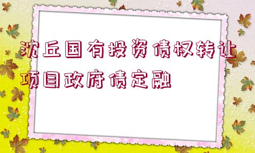 沈丘國(guó)有投資債權(quán)轉(zhuǎn)讓項(xiàng)目政府債定融