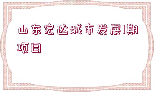 山東宏達城市發(fā)展1期項目