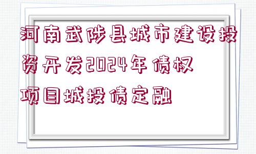 河南武陟縣城市建設(shè)投資開發(fā)2024年債權(quán)項目城投債定融