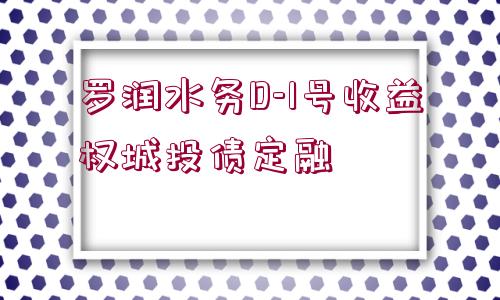 羅潤(rùn)水務(wù)D-1號(hào)收益權(quán)城投債定融