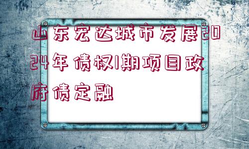 山東宏達城市發(fā)展2024年債權(quán)1期項目政府債定融