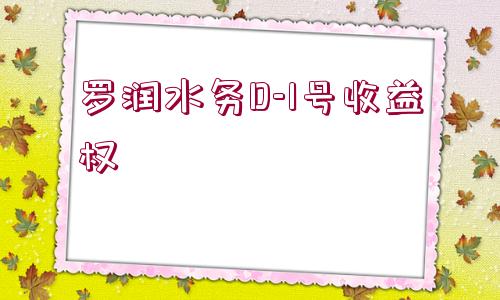 羅潤水務(wù)D-1號收益權(quán)